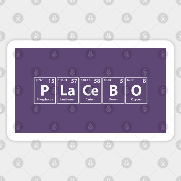 Placebo (P-La-Ce-B-O) Periodic Elements Spelling Sticker by cerebrands